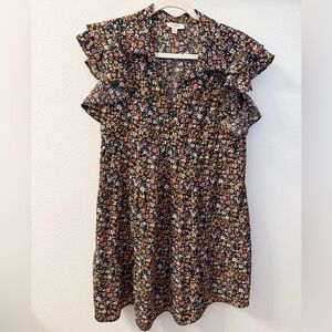 Umgee Floral Ruffle Sleeve Dress